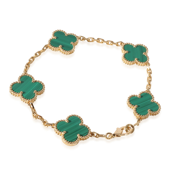Van Cleef & Arpels Alhambra Malachite Bracelet in 18k Yellow Gold - Picture 2 of 4